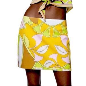 Zara Yellow and Pink Floral Skirt - size XS